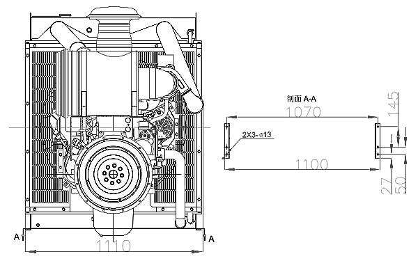 6LTAA9.5-G1東風(fēng)康明斯發(fā)動(dòng)機(jī)外形尺寸后視圖.png