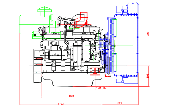 6CTAA8.3-G2東風(fēng)康明斯發(fā)動(dòng)機(jī)外形尺寸側(cè)視圖.png