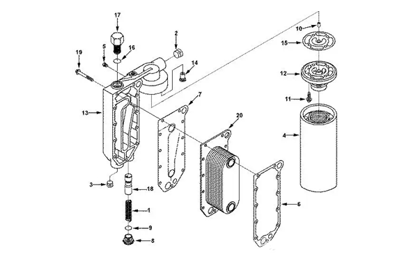 機(jī)油冷卻器3918175零件圖-康明斯柴油發(fā)電機(jī)組.png