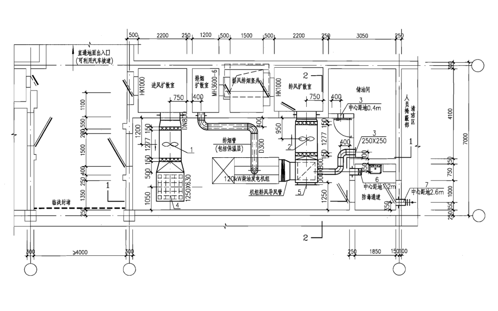 人防發(fā)電機房通風系統(tǒng)平面圖.png