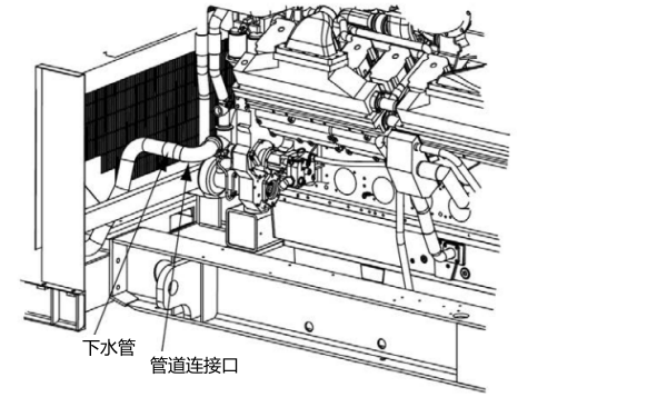 康明斯水箱散熱器下水管安裝后.png