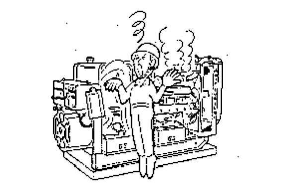 柴油發(fā)電機增壓器和排氣管處于高溫狀態(tài).png