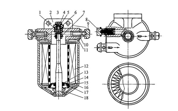 柴油機(jī)燃油濾清器裝配剖面圖.png