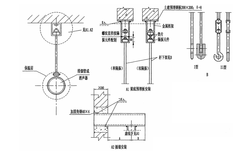 消聲器及排煙管隔振安裝圖-柴油發(fā)電機(jī)組.png