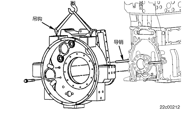 柴油機(jī)飛輪殼吊起對(duì)中示意圖.png